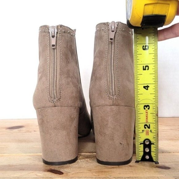 JustFab Tan Ankle Boots with Stud Detail - Picture 9 of 11